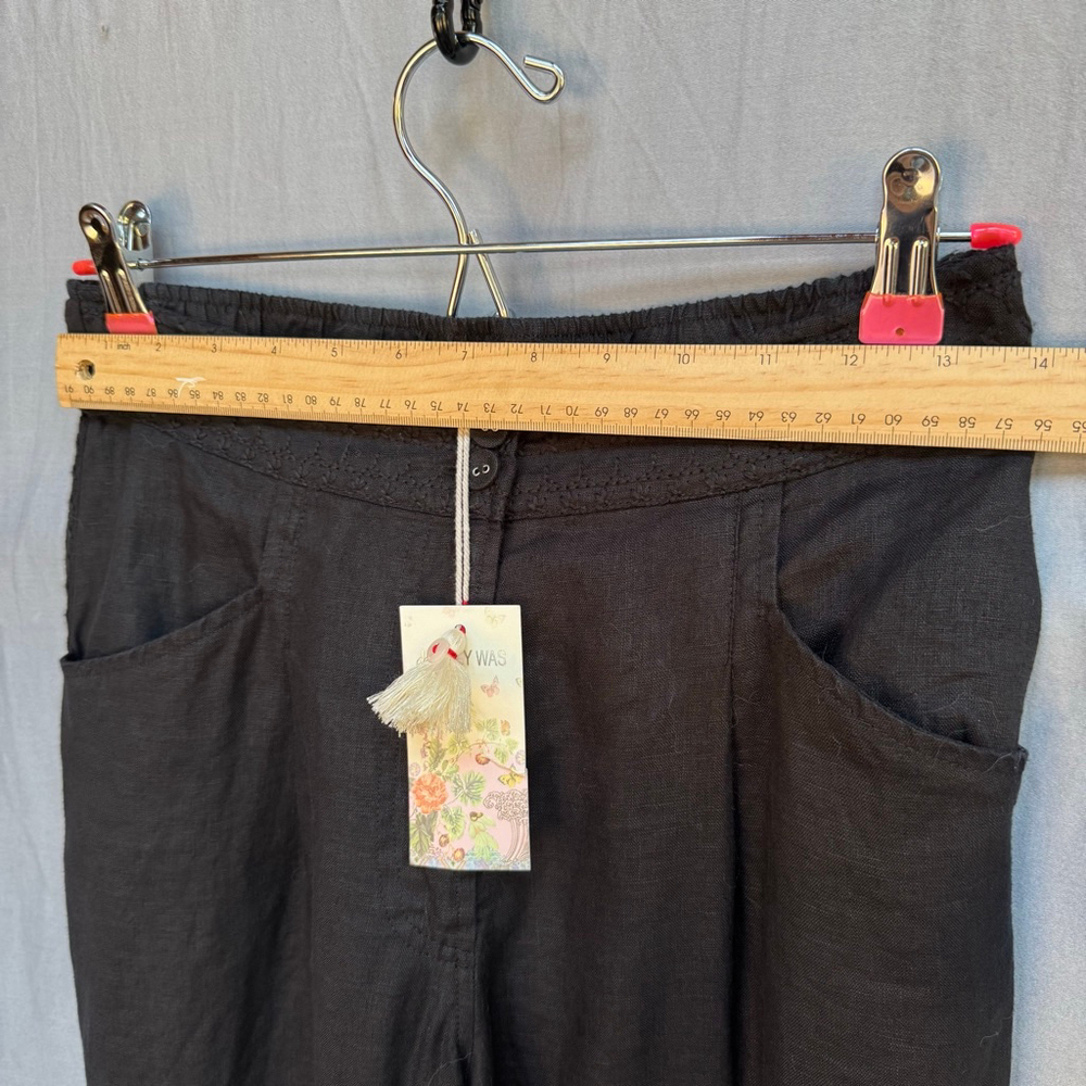 Johnny Was Madaleina Wide Leg Pleated Linen Pants Black XS NWT $198 - Picture 4 of 9